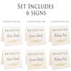 2 City Geese Reserved Wedding Table Signs | Set of 6 Pearl White and Gold Reserved Signs Including Reserved for Bride's Family Groom's Family and Wedding Party | Freestanding Double Sided view 4