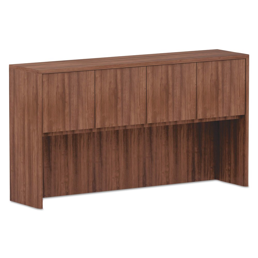 Alera Alera Valencia Series Hutch with Doors, 4 Compartments, 64.75w x 15d x 35.38h, Modern Walnut