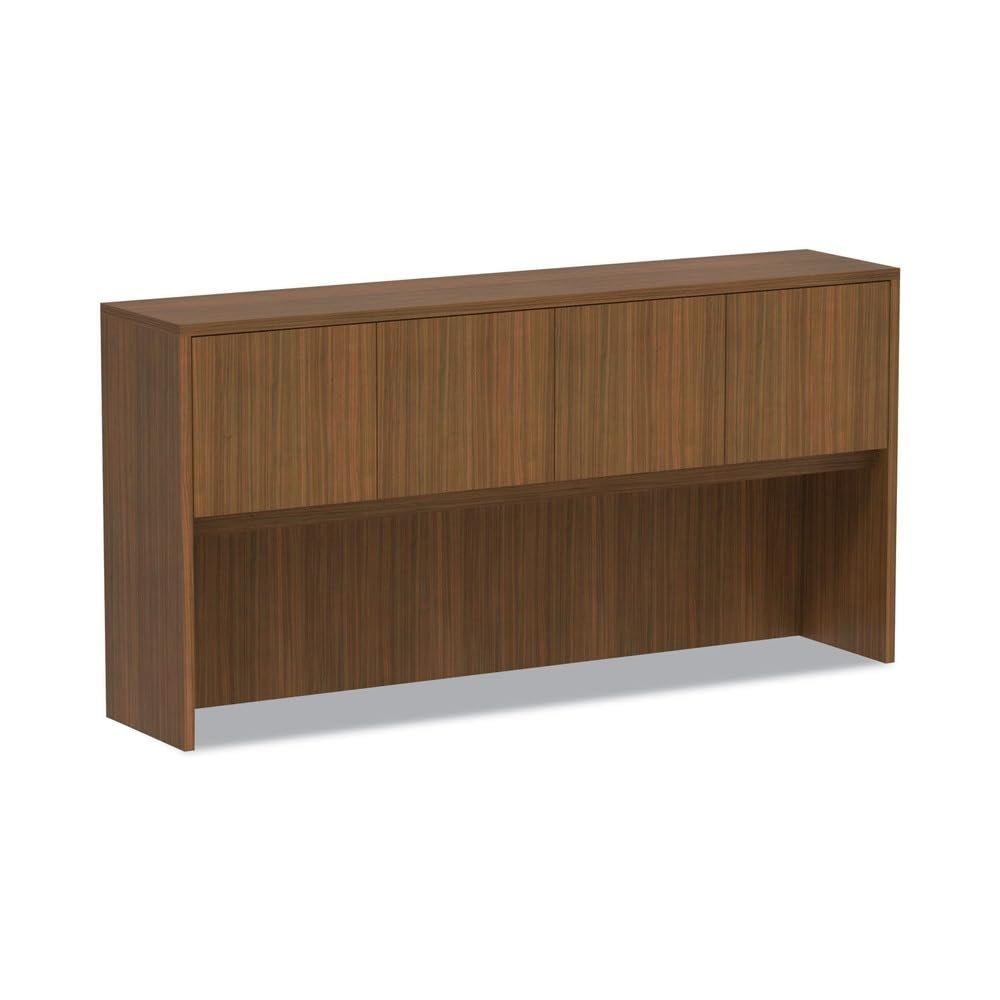 Alera Alera Valencia Series Hutch with Doors, 4 Compartments, 70.63w x 15d x 35.38h, Modern Walnut