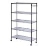 Alera 5-Shelf Wire Shelving Kit with Casters and Shelf Liners, 48w X 18d X 72h, Black Anthracite view 1