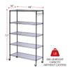 Alera 5-Shelf Wire Shelving Kit with Casters and Shelf Liners, 48w X 18d X 72h, Black Anthracite view 3