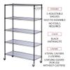 Alera 5-Shelf Wire Shelving Kit with Casters and Shelf Liners, 48w X 18d X 72h, Black Anthracite view 4