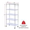 Alera 5-Shelf Wire Shelving Kit with Casters and Shelf Liners, 36w X 18d X 72h, Silver view 2