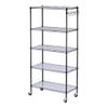 Alera 5-Shelf Wire Shelving Kit with Casters and Shelf Liners, 36w X 18d X 72h, Black Anthracite view 1