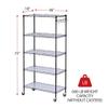 Alera 5-Shelf Wire Shelving Kit with Casters and Shelf Liners, 36w X 18d X 72h, Black Anthracite view 3