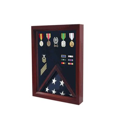 flag connections Flag Medal Display Case, Wood Military Flag Medal Shadow Boxes