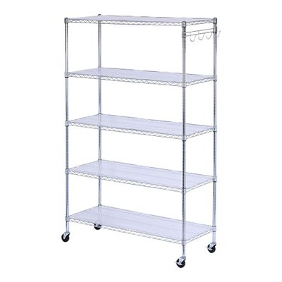 Alera 5-Shelf Wire Shelving Kit with Casters and Shelf Liners, 48w X 18d X 72h, Silver