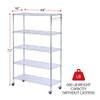 Alera 5-Shelf Wire Shelving Kit with Casters and Shelf Liners, 48w X 18d X 72h, Silver view 3