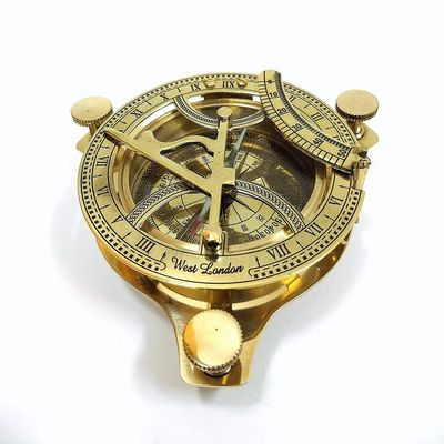 DECOR HUNT Solid Brass Sundial Compass Pirates, Gift, Camping Compass.