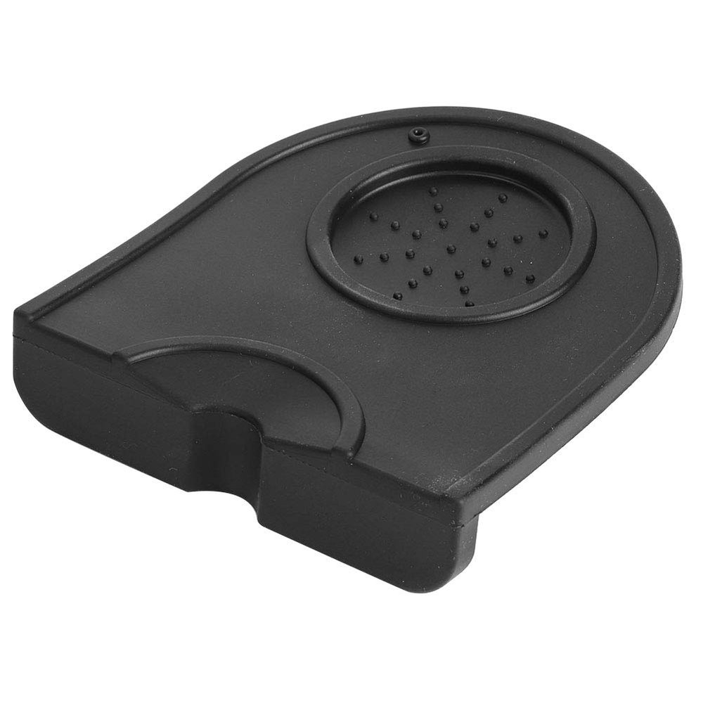 Fdit Coffee Tamper Mat, Silicone Corner Station Pad, Anti-Slip, Black, 4.92x5.51 Inch