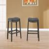 Roundhill Furniture Maroni Faric Upholstery Nailheaded Saddle Barstool, Set of 2, Gray view 1