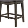 Roundhill Furniture Maroni Faric Upholstery Nailheaded Saddle Barstool, Set of 2, Gray view 3