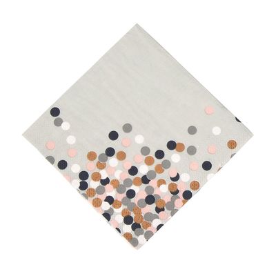 Fun Express Elegant Multicolor Confetti Design Paper Beverage Napkins - 5" (Pack of 16) - Durable, Stylish & Sophisticated - Perfect for Casual Weddings, Bridal Showers & More