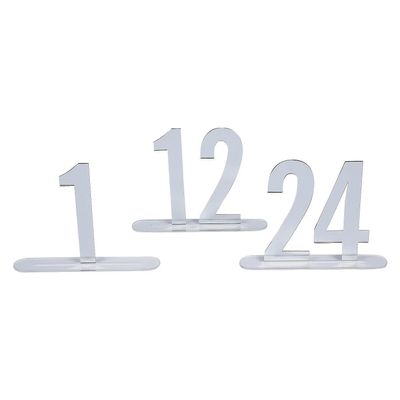 1-24 SILVER MIRROR ACRYLIC TABLE NUMBER - Party Supplies - 24 Pieces