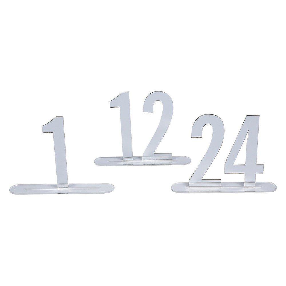 1-24 SILVER MIRROR ACRYLIC TABLE NUMBER - Party Supplies - 24 Pieces