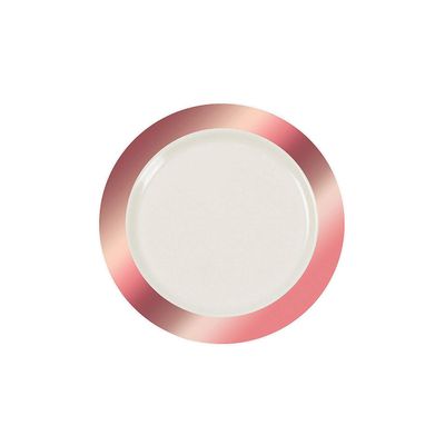 Fun Express Premium Ivory Plastic Dessert Plates with Rose Gold Trim - Party Supplies - 25 Pieces