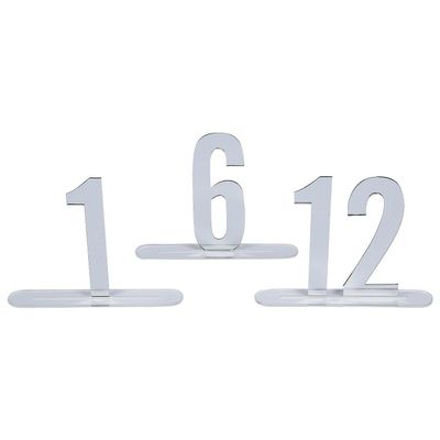 1-12 SILVER MIRROR ACRYLIC TABLE NUMBERS - Party Supplies - 12 Pieces