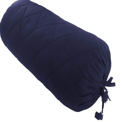 Navy Blue Quilted Bolster Pillowcase - Yoga Massage Round Quilted Bolster Cover for Bed Sofa Chair Couch Lounge Cotton 8" Diameter x 26" Long (17 cm Diameter x 66 cm Long) Removable Cover