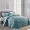 Home Soft Things Super Soft Microplush 4 Piece Bedspread Set Oversize King 120" x 120", Silver Blue Diamond Plaid Scallop Edged Warm Cozy Plush Quilt Comforter Bedding Set with 2 Shams 1 Pillow view 4