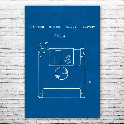 Floppy Disk Poster Print, Programmer Gift, Computer Science Art, IT Tech Gift, Floppy Disk Art Print, Computer Decor Blueprint (24 inch x 36 inch)