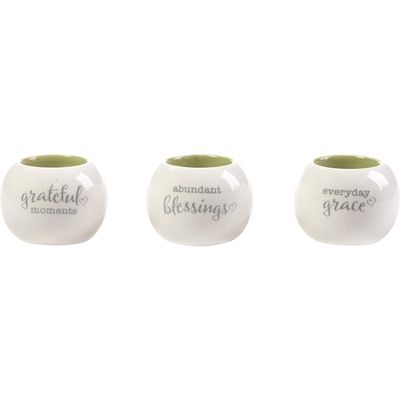 Precious Moments 191473 Grateful Moments Abundant Blessings Everyday Grace Ceramic Votive Holders 3-pc Set