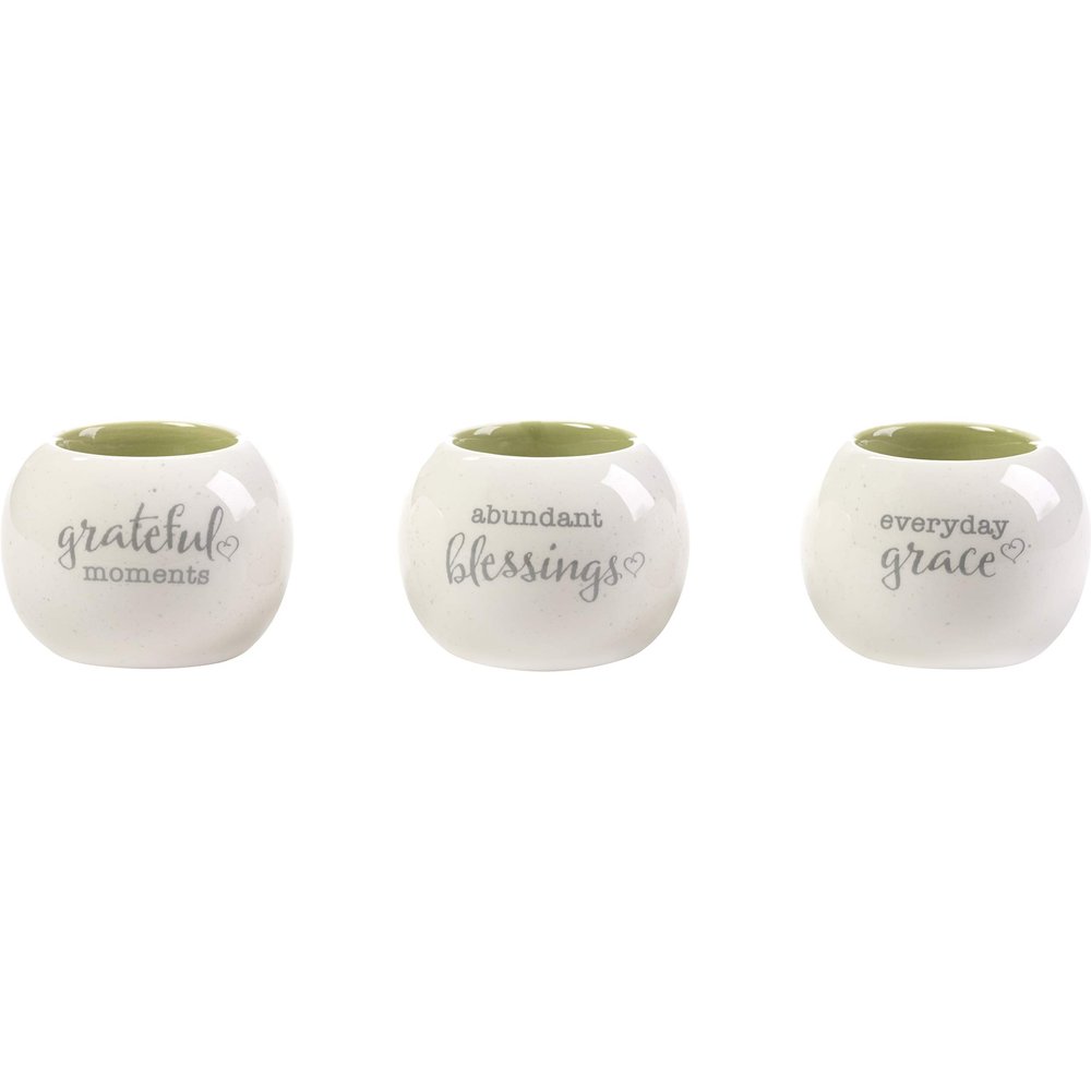 Precious Moments 191473 Grateful Moments Abundant Blessings Everyday Grace Ceramic Votive Holders 3-pc Set
