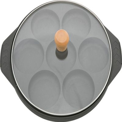 Sugiyama Metal KS-2944 Hot Cake Maker, Gas Fire, Aluminum Alloy, Outdoor, Fluorine Treatment, Made in Japan, Glass Lid Included
