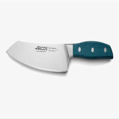 Arcos Forged Rocking Santoku Knife Stainless Steel 7 Inch. Micarta Handle & Special Silk Edge and Silver Blade 190 mm. Impress and Amaze with Every Cut. Series Brooklyn. Blue Color
