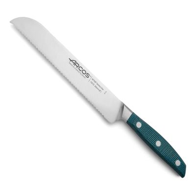 Arcos Bread Knife 8 Inch Nitrum Stainless Steel and 200 mm blade. Obtain a great variety of cuts for your food. Ideal knife for daily domestic use. Series Brooklyn. Color Blue.