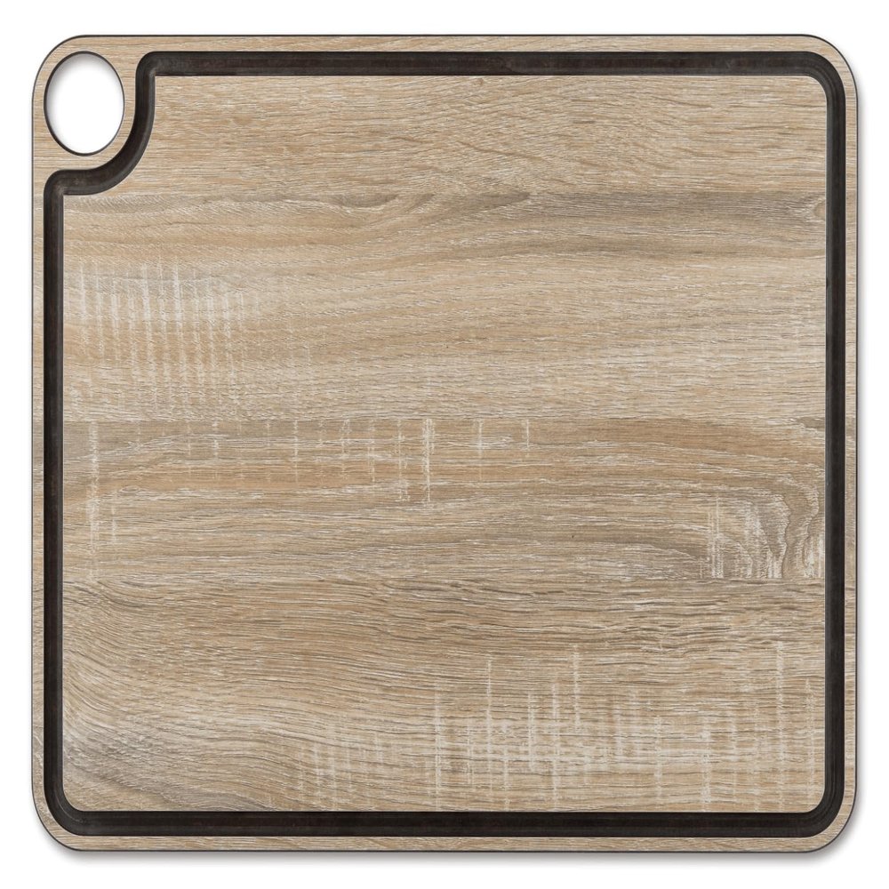 ARCOS Cutting Board with Channel and Hanger. Wood Smooth Surface for Chopping Food in Cellulose Fibre and Resin. Professional Meat and Vegetable Cutting Utensil. Serving Board. Color Brown. 17"x13"