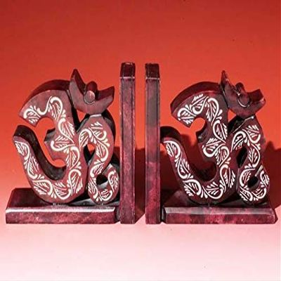 Song of India Stone Book Ends Om Pair Set/2