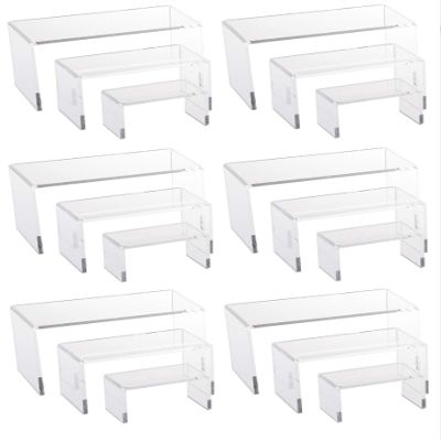 888 Display USA 18 Piece Clear Acrylic Jewelry Display Risers Showcase Fixtures Bakery shop Medium Riser Set