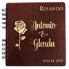 Flower Engraved Anniversary Wedding Guest Book 8.5"x7 Be Our Guest Personalize Vintage Alternative Wooden Bridal Photo Album (8.5"x7") view 1