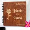 Flower Engraved Anniversary Wedding Guest Book 8.5"x7 Be Our Guest Personalize Vintage Alternative Wooden Bridal Photo Album (8.5"x7") view 3