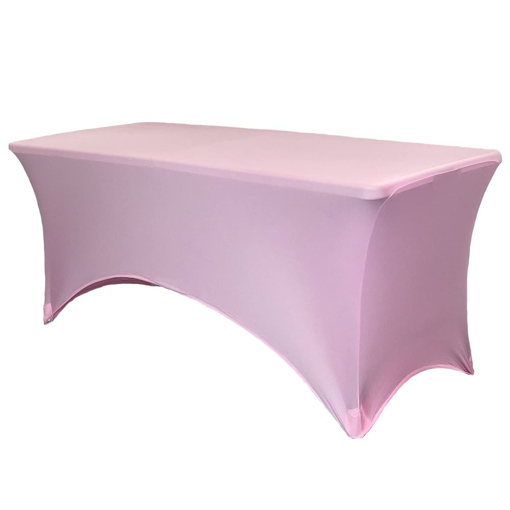 YOUR CHAIR COVERS Rectangular Spandex Table Covers 6ft Fitted Tablecloth Wedding Event Patio Decorations Elastic Fabric Stretch Tables Cover for 6 ft Folding Table (Pink)