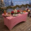 YOUR CHAIR COVERS Rectangular Spandex 6ft Fitted Tablecloth Wedding & Event Stretch Decoration (Red & White Striped) view 2