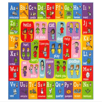 KC Cubs 8x10 ABC Alphabet ASL Sign Language Rug  Educational Non-Slip Carpet Play Mat for Kids, Toddlers, Nursery, Classroom, Playroom, Baby, Daycare