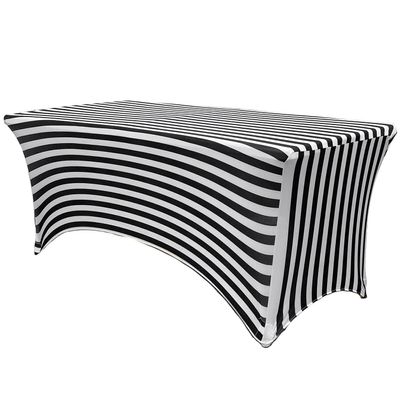 YOUR CHAIR COVERS Rectangular Spandex Table Covers 6ft Fitted Tablecloth Wedding Event Patio Decorations Elastic Fabric Stretch Tables Cover for 6 ft Folding Table (Black and White Striped)