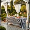 YOUR CHAIR COVERS Rectangular Spandex Table Covers 6ft Fitted Tablecloth Wedding Event Patio Decorations Elastic Fabric Stretch Tables Cover for 6 ft Folding Table (Black and White Striped) view 2