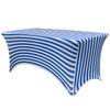YOUR CHAIR COVERS - 6ft Royal Blue & White Striped Rectangular Spandex Table Covers Fitted Tablecloth for Wedding Event Patio Decorations Elastic Fabric Stretch for Folding Table view 1