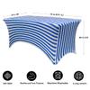 YOUR CHAIR COVERS - 6ft Royal Blue & White Striped Rectangular Spandex Table Covers Fitted Tablecloth for Wedding Event Patio Decorations Elastic Fabric Stretch for Folding Table view 3