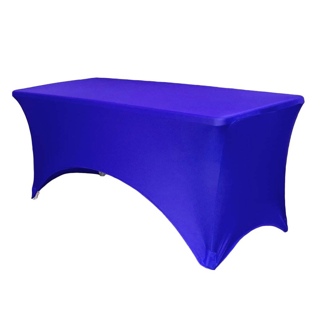 YOUR CHAIR COVERS Rectangular Spandex Table Covers 5ft Fitted Tablecloth Wedding Event Patio Decorations Elastic Fabric Stretch Tables Cover for 5 ft Folding Table (Royal Blue)