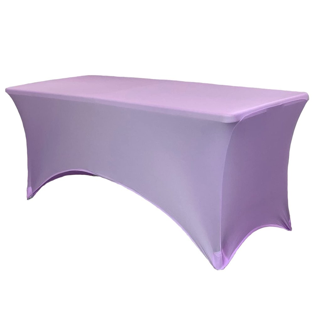 YOUR CHAIR COVERS Rectangular Spandex Table Covers 6ft Fitted Tablecloth Wedding Event Patio Decorations Elastic Fabric Stretch Tables Cover for 6 ft Folding Table (Lavender)