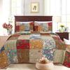 Cozy Line Home Fashions 100% Cotton Hand Piecing Real Patchwork Floral Plaid Country Farmhouse Reversible Quilt Bedding Set Coverlet Bedspread for All Seasons (Khaki Red, King - 3 Piece) view 1