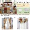 Cozy Line Home Fashions 100% Cotton Hand Piecing Real Patchwork Floral Plaid Country Farmhouse Reversible Quilt Bedding Set Coverlet Bedspread for All Seasons (Khaki Red, King - 3 Piece) view 2