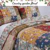 Cozy Line Home Fashions 100% Cotton Hand Piecing Real Patchwork Floral Plaid Country Farmhouse Reversible Quilt Bedding Set Coverlet Bedspread for All Seasons (Khaki Red, King - 3 Piece) view 3