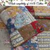 Cozy Line Home Fashions 100% Cotton Hand Piecing Real Patchwork Floral Plaid Country Farmhouse Reversible Quilt Bedding Set Coverlet Bedspread for All Seasons (Khaki Red, King - 3 Piece) view 4