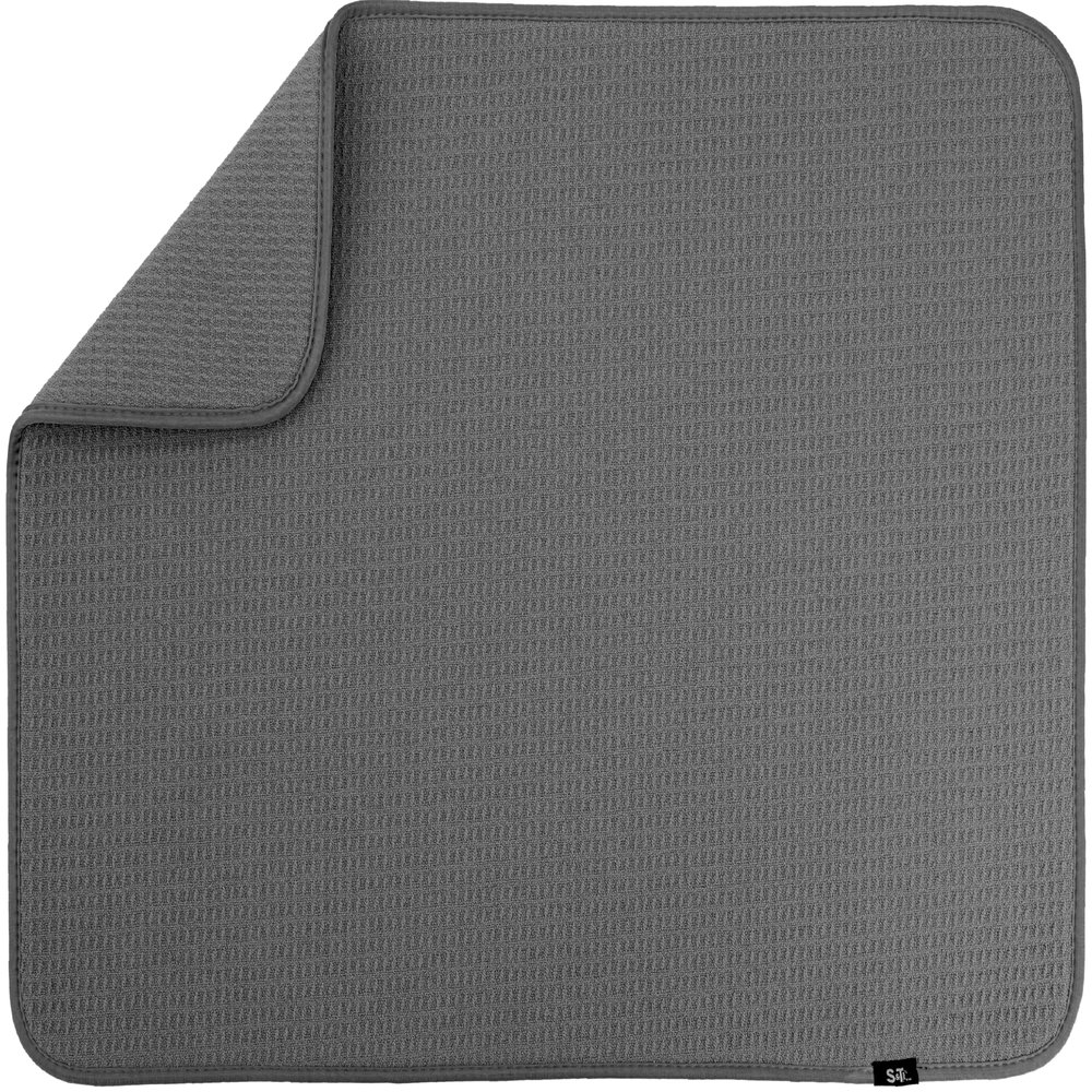 S&T INC. Dish Drying Mat XL, 18 x 24, Absorbent Microfiber Kitchen Counter Mat, Dish Drying Pad for Dishes, Utensils, Pots and Pans, Extra Large, Charcoal