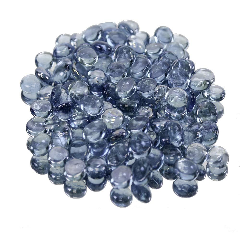 WGV Flat Marbles, Pebbles, Glass Gems for Vase Fillers, Party Table Scatter, Aquarium Decor, Crystal, Light Blue (20 Pounds, Approx 2000 pcs)