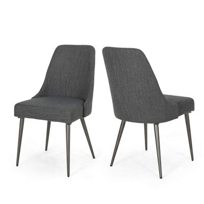 Great Deal Furniture Dawn Modern Fabric Dining Chairs (Set of 2), Charcoal